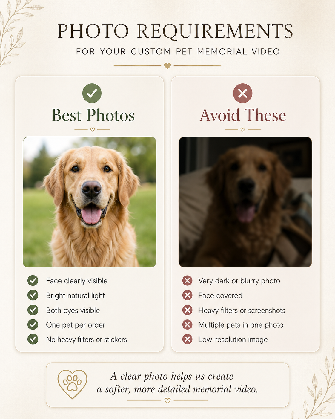 Custom Pet Memorial Video