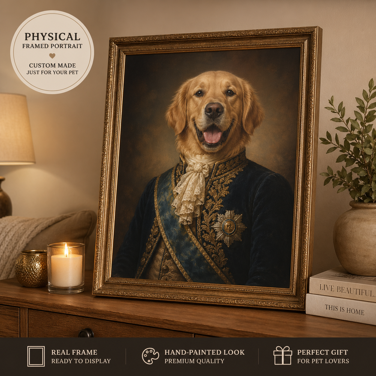 Custom Royal Pet Portrait With Frame