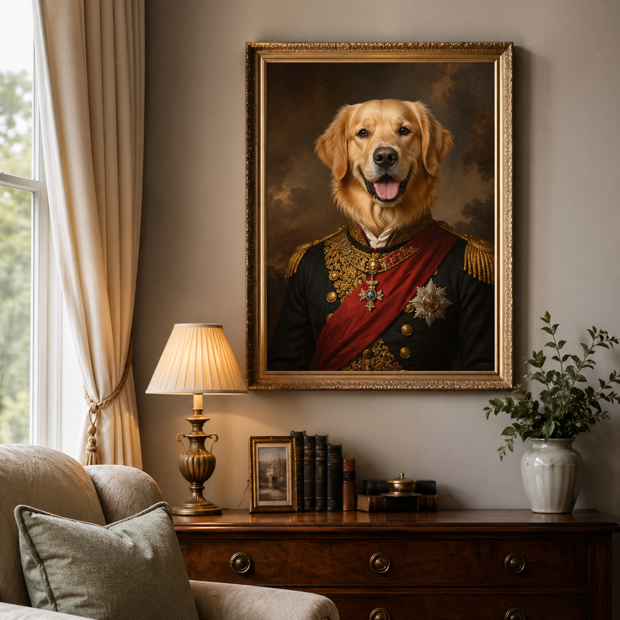 Custom Royal Pet Portrait With Frame